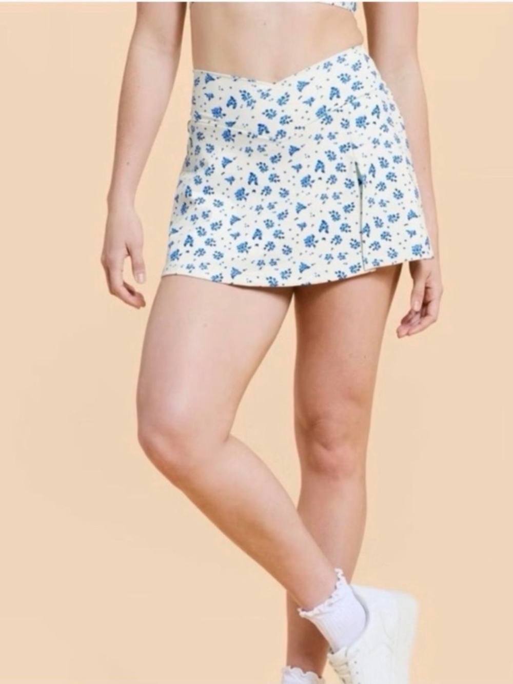 Blogilates Crisscross Slit Skort Blue Floral XS NWT Target Collection
